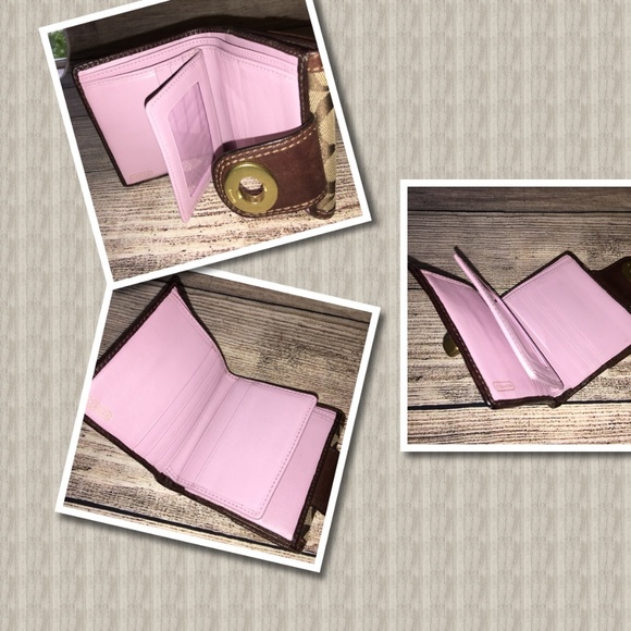 SOLD! COACH Khaki/Mahogany Bifold Turn Lock Wallet - Picture 4 of 8